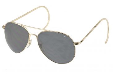 Image of LENGTH=103-#####-AO Flight Gear General Sunglasses, Comfort Cable, Gold Frame, CC Gray Poly Lens, Polarized, 58mm, 32090