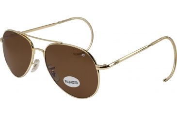 Image of AO Flight Gear General Sunglasses, Comfort Cable, Gold Frame, HC Amber Poly Lens, Polarized, 52mm, 31622