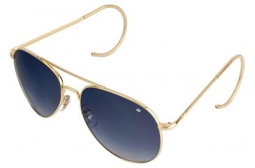 Image of AO Flight Gear General Sunglasses, Comfort Cable, Gold Frame, Polycarbonate Gradient Blue Lens, 58mm, 32496