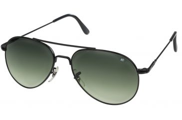 Image of AO Flight Gear General Sunglasses, Wire Spatula, Black Frame, Polycarbonate Gradient Green Lens, 52mm, 32617