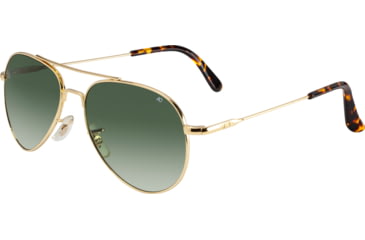 Image of AO Flight Gear General Sunglasses, Wire Spatula, Gold Frame, Polycarbonate Gradient Green Lens, 52mm, 32601
