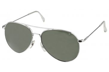 Image of AO Flight Gear General Sunglasses, Wire Spatula, Silver Frame, Green Glass Lenses, 58mm, 32627