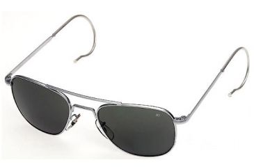 Image of AO Original Pilot Sunglasses, Silver, Comfort Cable, Gray Glass Lens 52mm - Small/Medium 