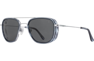 Image of AO Flynn Sunglasses - Mens, Silver Navy, True Color Gray AOLite Nylon Lenses, Silver Navy / True Color Gray Polarized Lens, 55-22-145, FLN155STNVGYN-P
