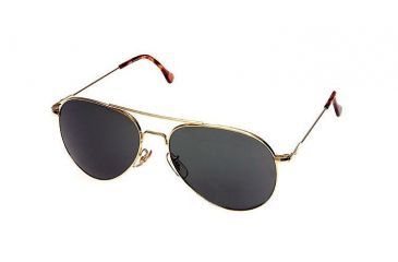Image of AO General Sunglasses, Gold, Wire Spatula, Grey Glass Lenses, 58mm, Polarized G-TCGG-WS-58