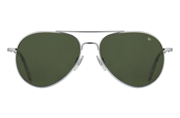 Image of AO General Sunglasses, Silver, Calobar Green SkyMaster Glass Lenses, 58-14-145 B52.5, GEN258STSMGNG