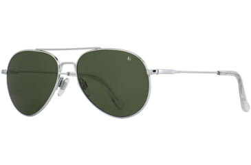 Image of AO General Sunglasses, Silver, Calobar Green SkyMaster Glass Lenses, Polarized, 58-14-145 B52.5, GEN258STSMGNG-P