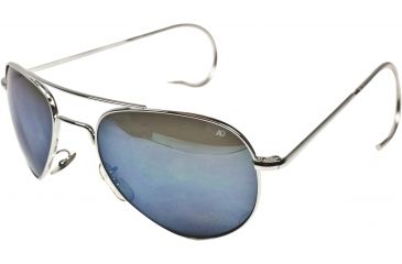 Image of AO II 8-Base Sunglasses, Silver, Comfort Cable, Blue Mirror Poly Lens, 58mm, Large S-BMP-CC-58