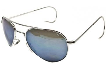 Image of AO II 8-Base Sunglasses, Silver, Comfort Cable, Blue Mirror Poly Lens, 55mm, Sm/Med S-BMP-CC-55