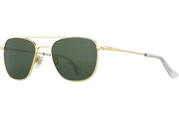 Image of AO Original Pilot Sunglasses, Gold Frame, 52 mm Green AOLite Nylon Lenses, Standard Temple, Polarized, 738921549383