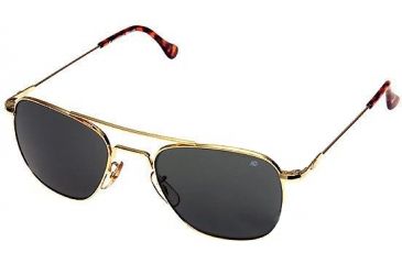 Image of AO Original Pilot Sunglasses, Gold, Wire Spatula, CC Gray Poly Lens, 52mm G-CCP-WS-52