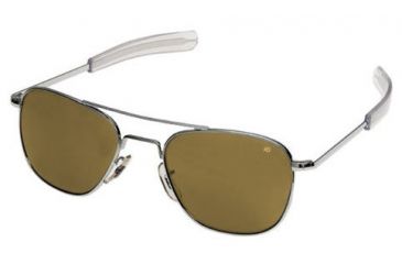 Image of AO Original Pilot Sunglasses, Matte Chrome, Wire Spatula, Brown Glass Lenses, 52mm, Polarized MC-CBPG-WS-52