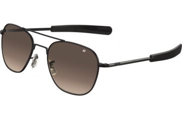 Image of AO Original Pilot Sunglasses, Bayonet, Black Frame, Polycarbonate Gradient Brown Lens, 57mm, 30203