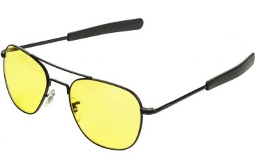 Image of AO Original Pilot Sunglasses, Bayonet, Black Frame, Yellow Lens, 52mm, 30238