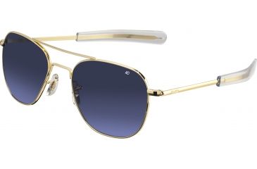 Image of AO Original Pilot Sunglasses, Bayonet, Gold Frame, Polycarbonate Gradient Blue Lens, 57mm, 30199