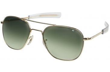 Image of AO Original Pilot Sunglasses, Bayonet, Gold Frame, Polycarbonate Gradient Green Lens, 57mm, 30200