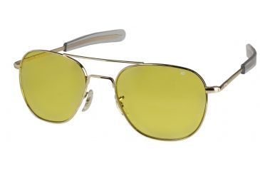Image of AO Original Pilot Sunglasses, Bayonet, Gold Frame, Yellow Lens, 57mm, 32283