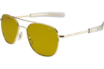 Image of AO Original Pilot Sunglasses, Bayonet, Gold Frame, Yellow Lens, 52mm, 32281