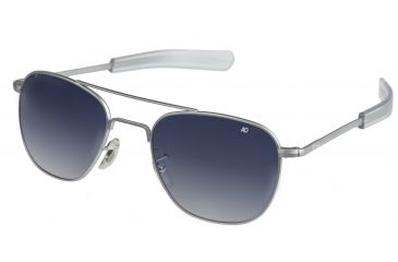 Image of AO Original Pilot Sunglasses, Bayonet, Matte Chrome Frame, Polycarbonate Gradient Blue Lens, 57mm, 30209