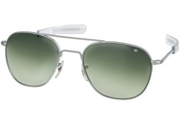 Image of AO Original Pilot Sunglasses, Bayonet, Matte Chrome Frame, Polycarbonate Gradient Green Lens, 57mm, 30211