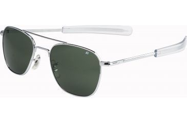 Image of AO Original Pilot Sunglasses, Bayonet, Silver Frame, Green Glass Lenses, 52mm, 32201