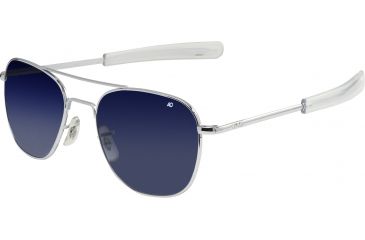 Image of AO Original Pilot Sunglasses, Bayonet, Silver Frame, Polycarbonate Gradient Blue Lens, 55mm, 32243