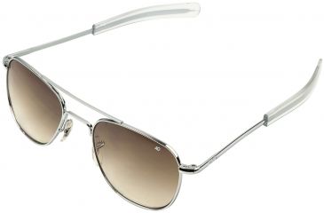 Image of AO Original Pilot Sunglasses, Bayonet, Silver Frame, Polycarbonate Gradient Brown Lens, 52mm, 32300