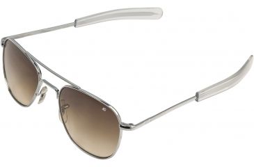 Image of AO Original Pilot Sunglasses, Bayonet, Silver Frame, Polycarbonate Gradient Brown Lens, 57mm, 30206