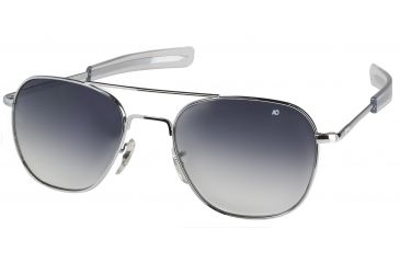 Image of AO Original Pilot Sunglasses, Bayonet, Silver Frame, Polycarbonate Gradient Grey Lens, 57mm, 30208
