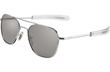 Image of AO Original Pilot Sunglasses, Bayonet, Silver Frame, Silver Mirror Lens, 57mm, 30256