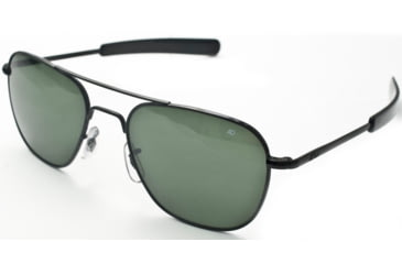 Image of AO Original Pilot Sunglasses, Bayonet, Black Frame, Green Glass Lenses, 55mm, 32213