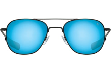 Image of AO Original Pilot Sunglasses, Black Frame, 55 mm SunFlash Blue Mirror SkyMaster Glass Lenses, Bayonet Temple, Polarized, 738921564805