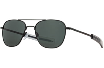 Image of AO Original Pilot Sunglasses, Black Frame, 57 mm True Color Gray SkyMaster Glass Lenses, Bayonet Temple, Polarized, 738921562177