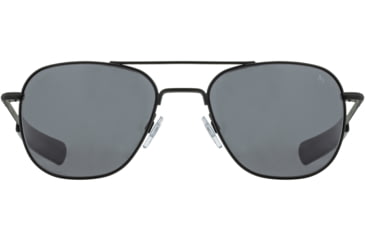 Image of AO Original Pilot Sunglasses, Black Frame, 57 mm True Color Gray SkyMaster Glass Lenses, Bayonet Temple, Polarized, 738921562177