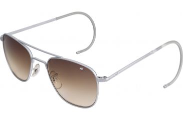 Image of AO Original Pilot Sunglasses, Comfort Cable, Matte Chrome Frame, Polycarbonate Gradient Brown Lens, 52mm, 30235