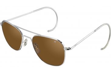 Image of AO Original Pilot Sunglasses, Comfort Cable, Silver Frame, Amber Glass Lens, 55mm, 32338