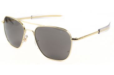 Image of AO Original Pilot Sunglasses, Bayonet, Gold Frame, True Color Gray Glass Lens, 55mm, 10701-603