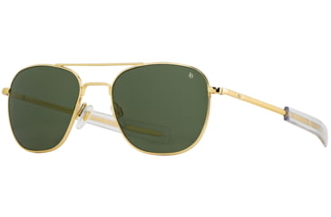 Image of AO Original Pilot Sunglasses, Gold Frame, 57 mm Calobar Green AOLite Nylon Lenses, Bayonet Temple,738921549642