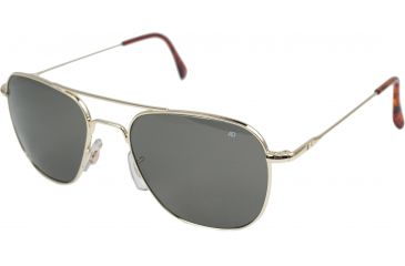 Image of AO Original Pilot Sunglasses, Gold, Wire Spatula, Grey Glass Lens, 52mm, Polarized G-TCGPG-WS-52