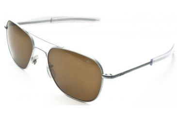 Image of AO Original Pilot Sunglasses, Bayonet, Matte Chrome Frame, Amber Glass Lens, 57mm, 32244
