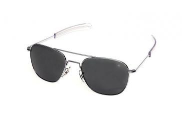 Image of AO Original Pilot Sunglasses, Bayonet, Matte Chrome Frame, True Color Gray Glass Lens, 57mm, 30138