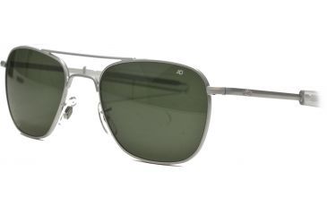 Image of Open Box, Dealer Demo, AO Original Pilot Sunglasses, Bayonet, Matte Chrome Frame, Green Glass Lenses, 52mm, 32219