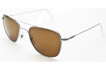 Image of AO Original Pilot Sunglasses, Matte Chrome, Wire Spatula, Amber Glass Lens, 57mm MC-CG-WS-57