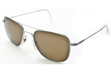 Image of AO Original Pilot Sunglasses, Matte Chrome, Wire Spatula, Brown Glass Lenses, 57mm, Polarized MC-CBPG-WS-57