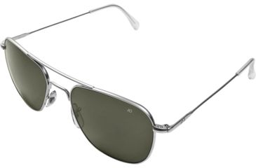 Image of AO Original Pilot Sunglasses, Matte Chrome, Wire Spatula, Green Glass Lenses - 55mm MC-TCGG-WS-55
