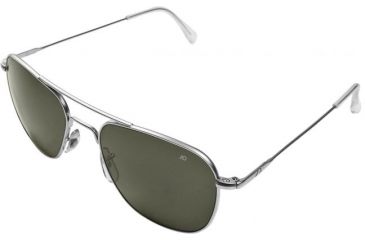 Image of AO Original Pilot Sunglasses, Matte Chrome, Wire Spatula, Green Glass Lenses - 57mm MC-TCGG-WS-57