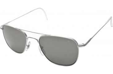 Image of Ao Original Pilot Sunglasses Matte Chrome Wire Spatula Grey Glass Lens 52mm Polarized Mc Tcgpg Ws 52