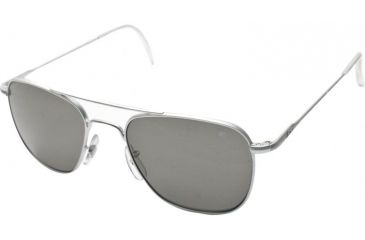 Image of AO Original Pilot Sunglasses, Matte Chrome, Wire Spatula, Gry Glass Lens, 55mm, Polarized MC-TCGPG-WS-55