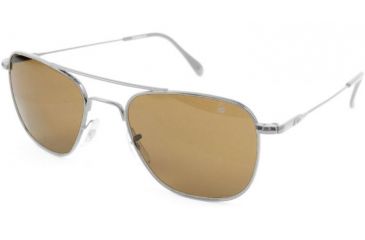 Image of AO Original Pilot Sunglasses, Matte Chrome, Wire Spatula, HC Amber Poly Lens, 57mm, Polarized MC-PHCAP-WS-57
