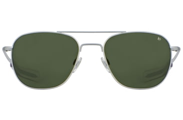 Image of AO Original Pilot Sunglasses, Matte Silver Frame, 57 mm Calobar Green AOLite Nylon Lenses, Bayonet Temple,738921550327